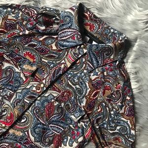 BCBGMAXAZRIA paisley button up long sleeve